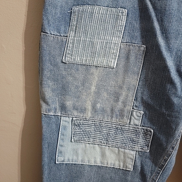 SUN+STONE NWT Retro Patchwork Relaxed Tapered Leg High Rise Jeans - SIZE 20 - Picture 5 of 11